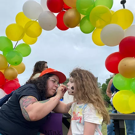 A child gets her face painted at the city of Oneonta’s Juneteenth celebration in Neahwa Park.